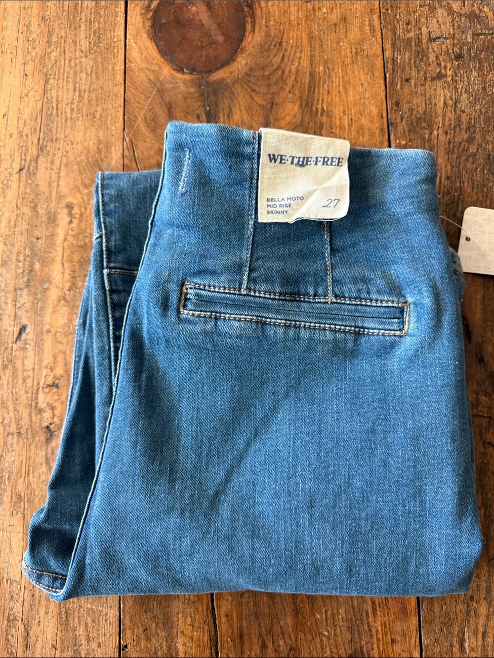 We The Free Denim Bella Moto Mid Rise Skinny Jeans Zip Ankle Size 27 NEW
